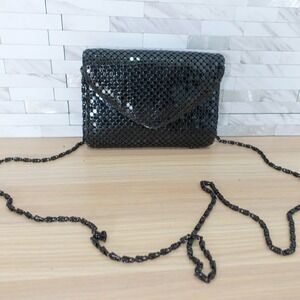 VINTAGE Black Clutch Crossbody Sling Evening Purse Bedazzled Flap Gatsby Sparkle